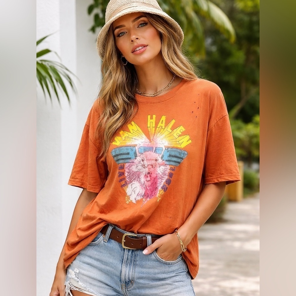 Van Halen Colourful  Band Tee with distressing M